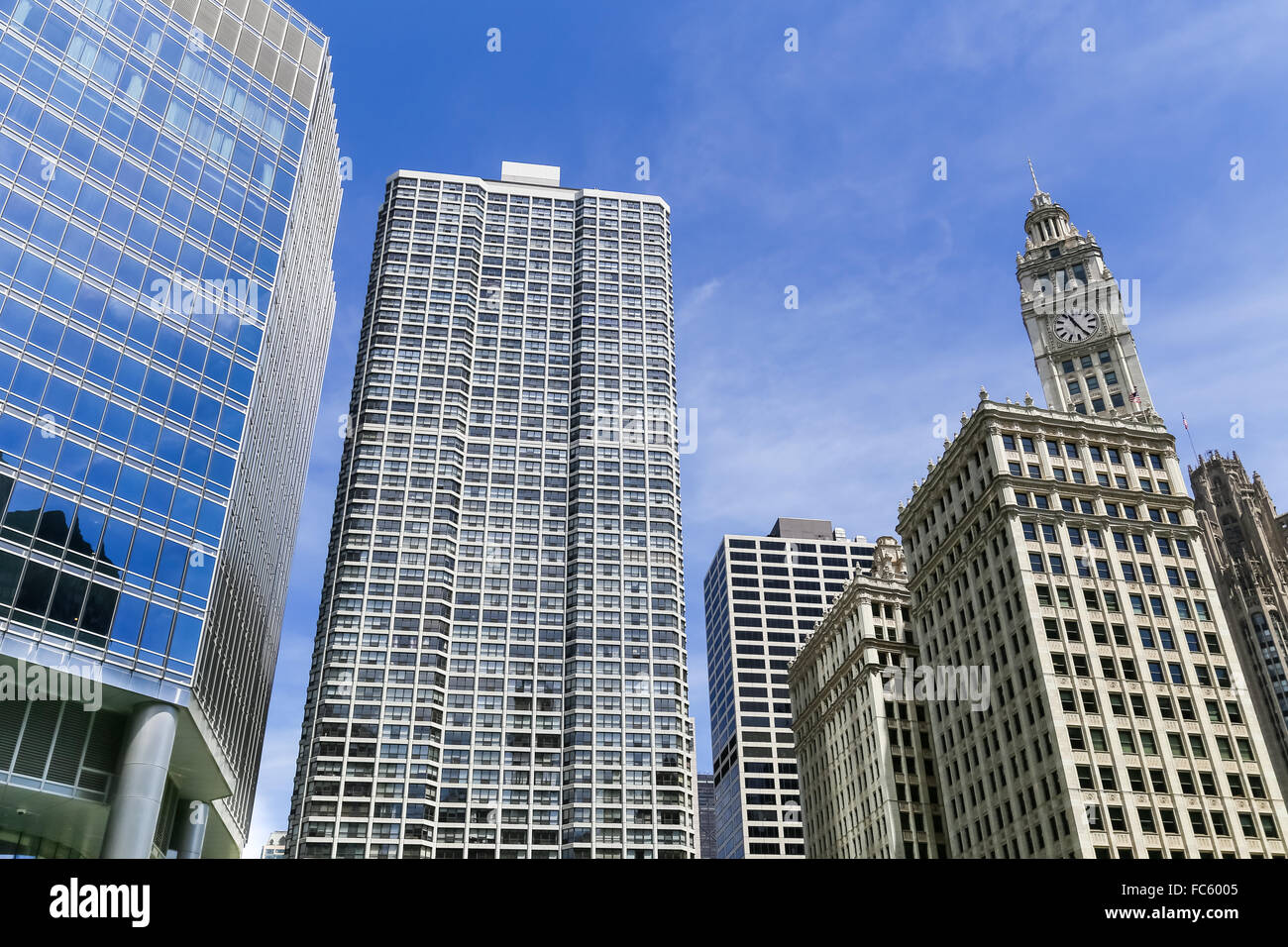 Chicago Loop with blue sky Stock Photo - Alamy