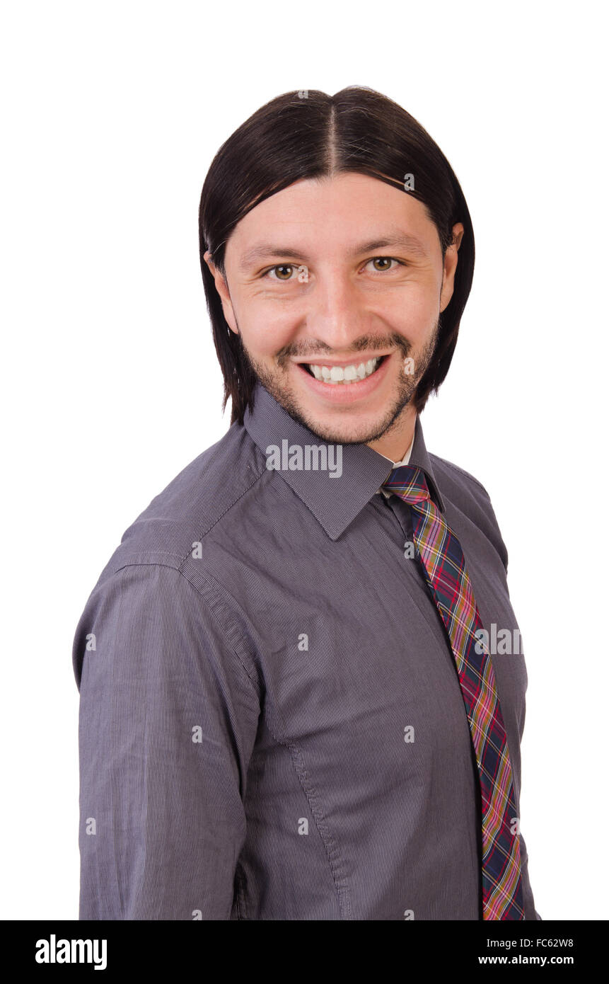 Young businessman in gray suit isolated on white Stock Photo - Alamy