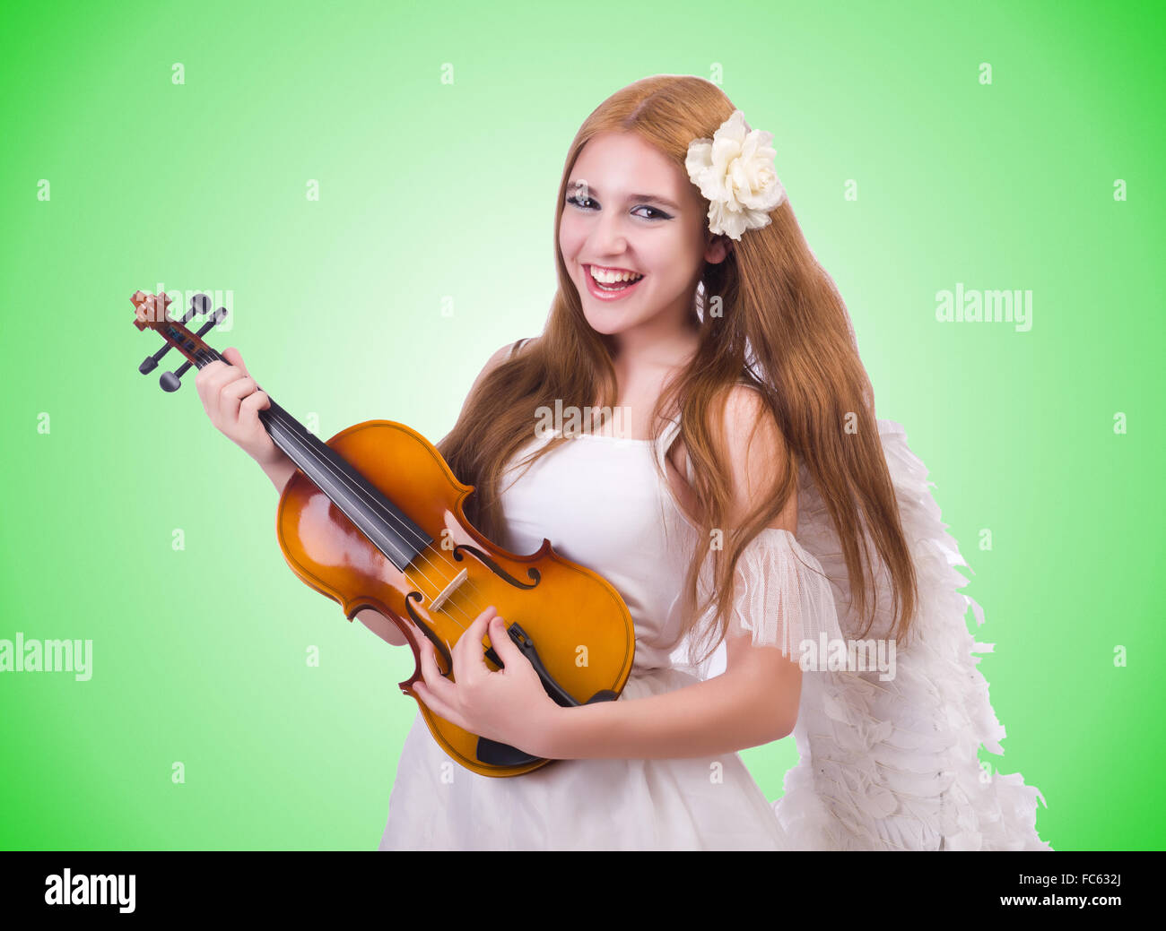 Young violin player isolated on white Stock Photo Alamy