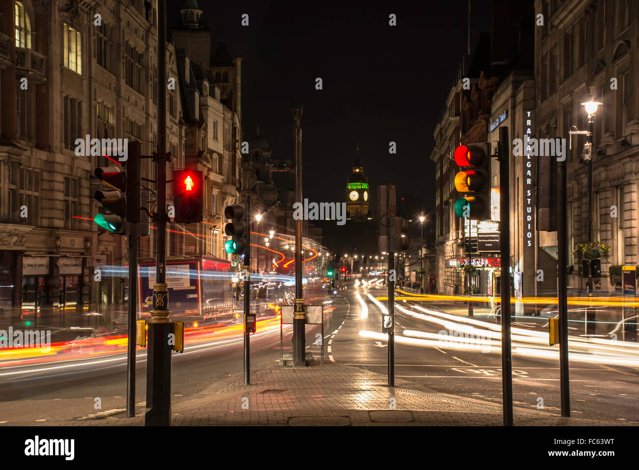 Light Trails along Whitehall Stock Photo