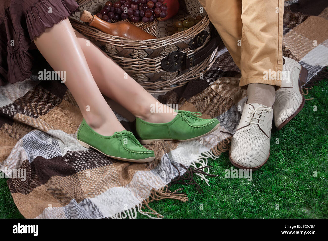 Woman, Man And Picnic Basket Stock Photo Alamy