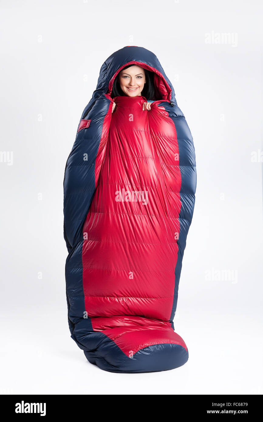 Woman in sleeping bag hi-res stock photography and images - Alamy