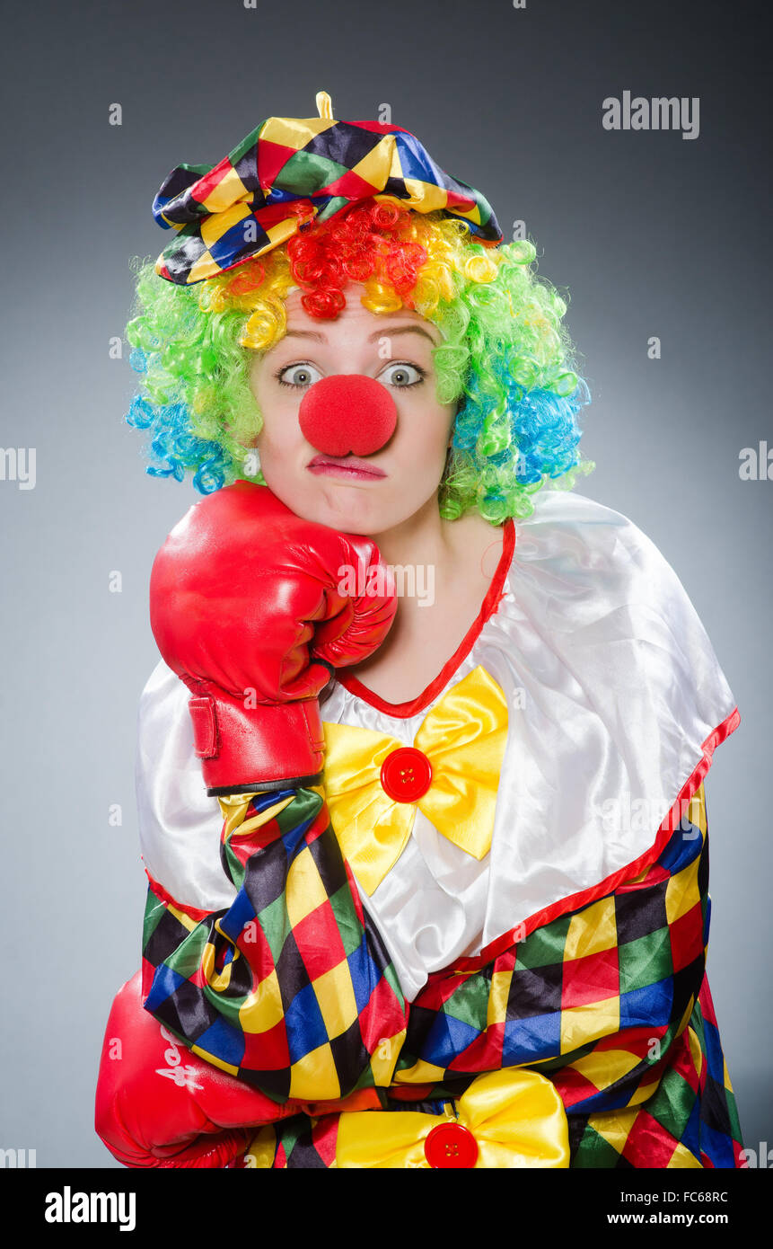 Funny clown with boxing gloves Stock Photo Alamy