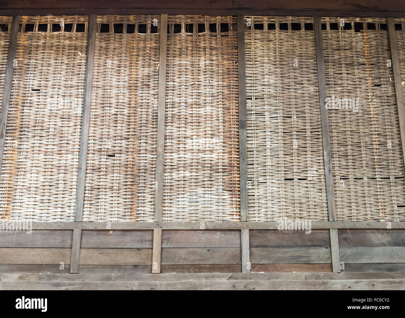 Bamboo weaving wall of the farmer house in the countryside of Thailand
