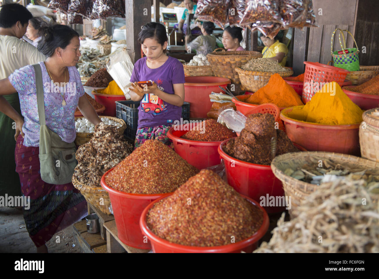 ASIA MYANMAR MANDALAY MARKET Stock Photo