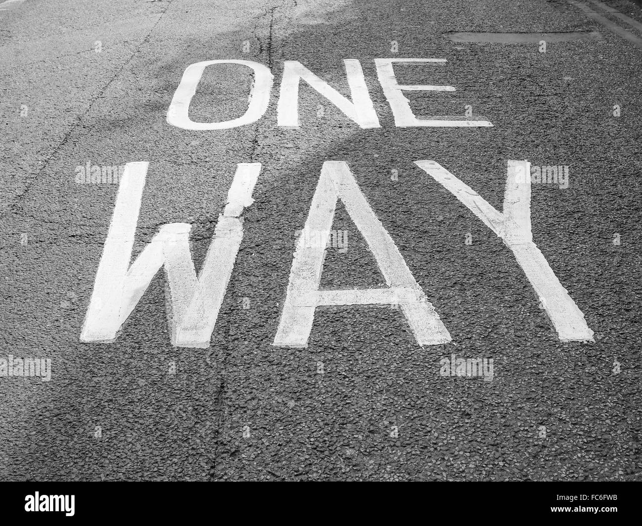 Black and white One way Stock Photo - Alamy