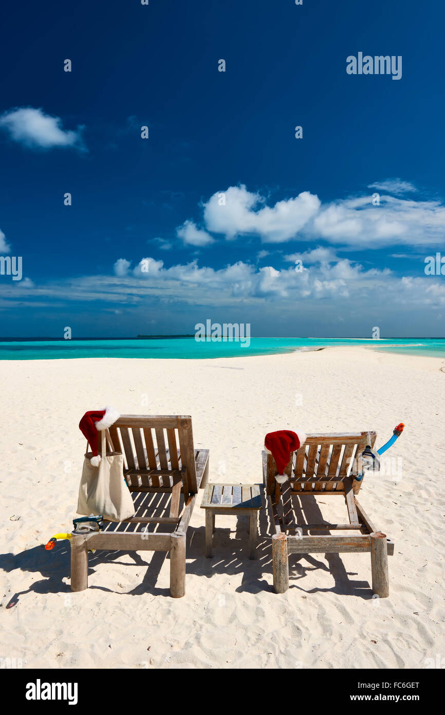 Beautiful beach at Maldives at christmas Stock Photo