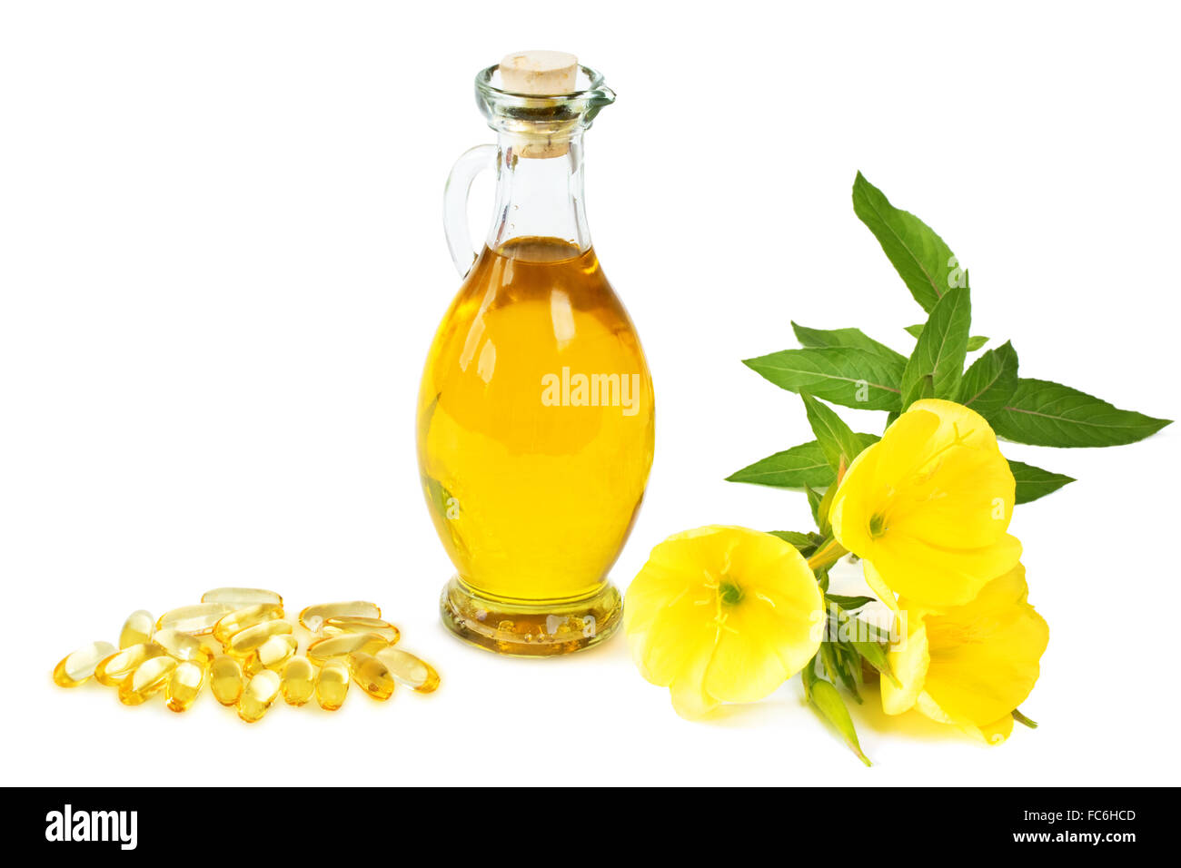 Evening primrose oil capsules Stock Photo