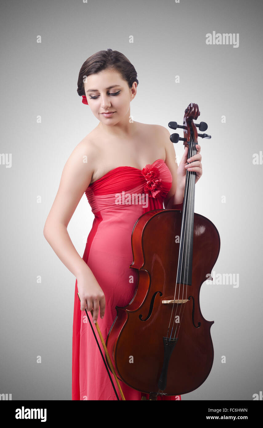 Young girl with violin on white Stock Photo - Alamy