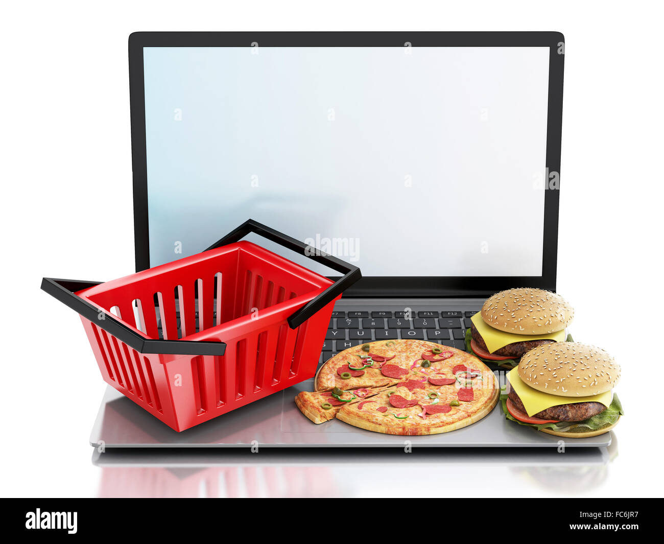 Food Over Computer 3d laptop. Online and Internet food delivery Stock Photo - Alamy