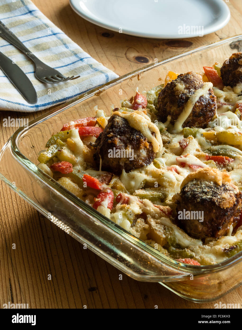 pasta and meatballs with vegetables Stock Photo Alamy