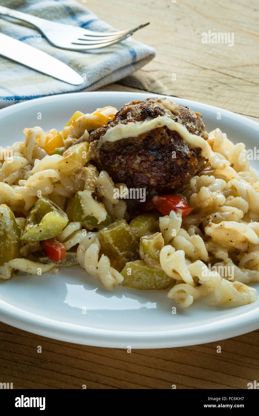 pasta and meatballs with vegetables Stock Photo Alamy
