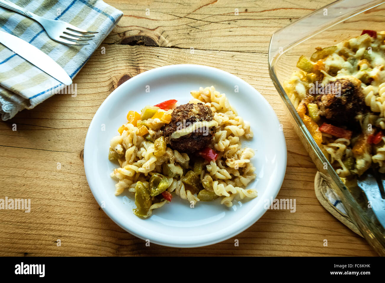 pasta and meatballs with vegetables Stock Photo Alamy