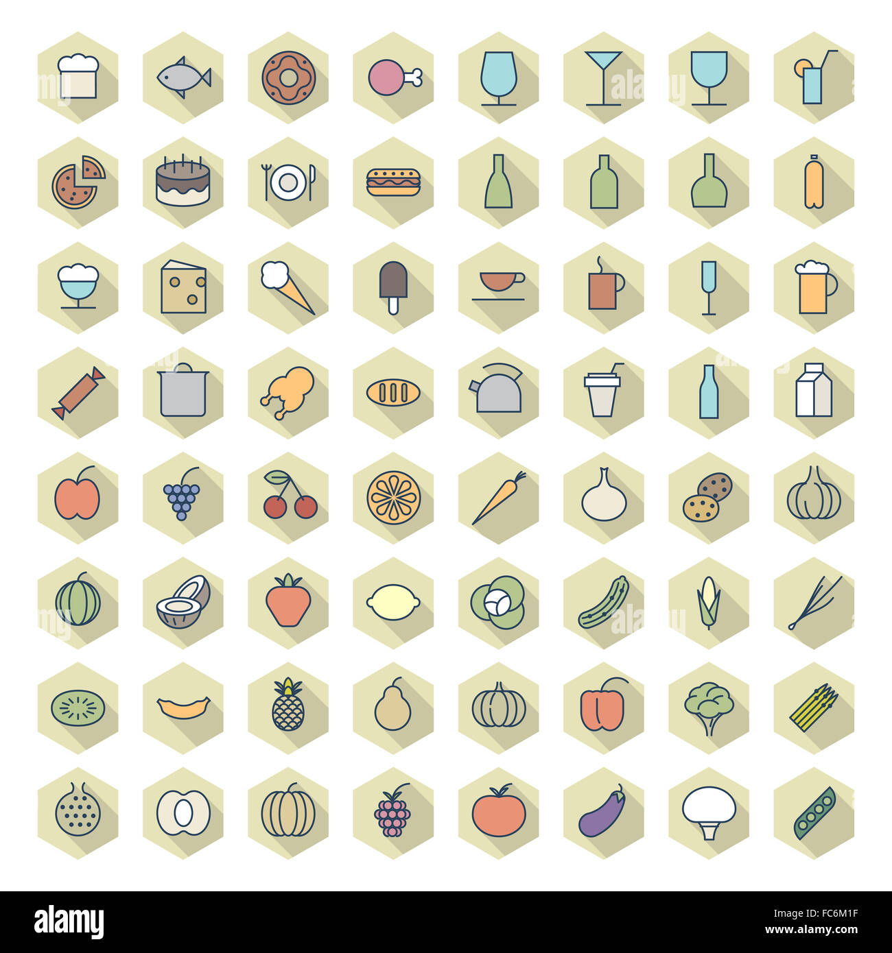 Thin Line Icons For Food and Drinks Stock Photo - Alamy