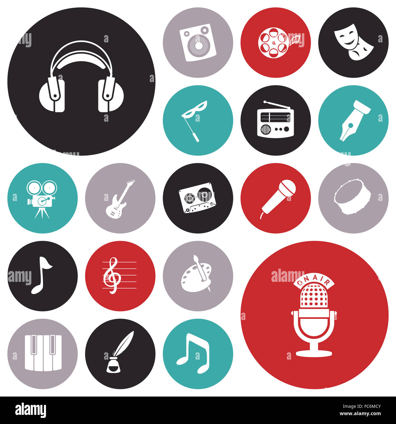 Flat design icons for music and sound Stock Photo - Alamy