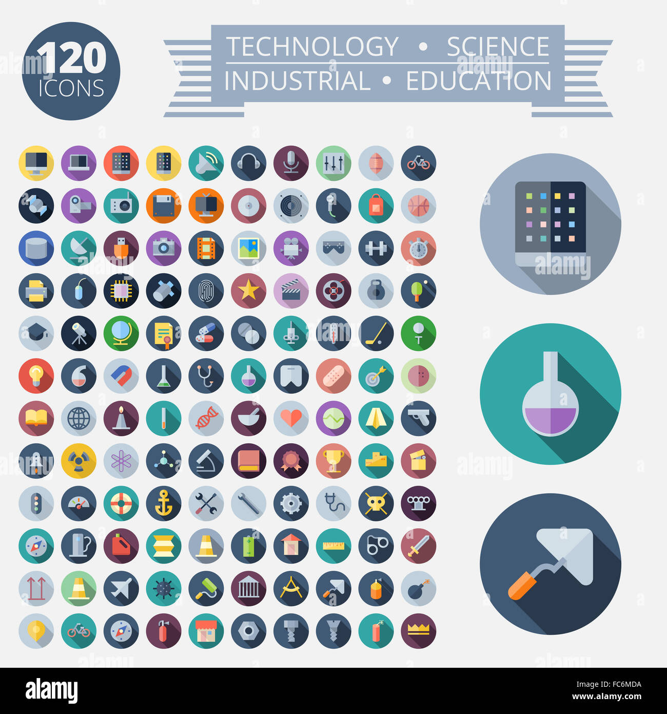 Flat Design Icons For Technology and Science Stock Photo - Alamy