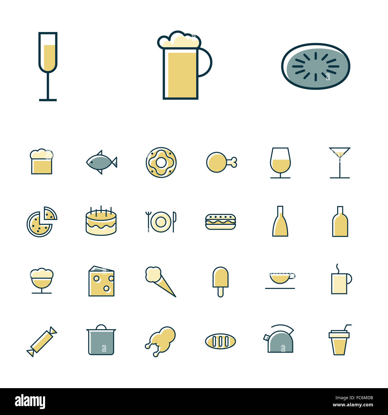 Thin line icons for food and drinks Stock Photo - Alamy