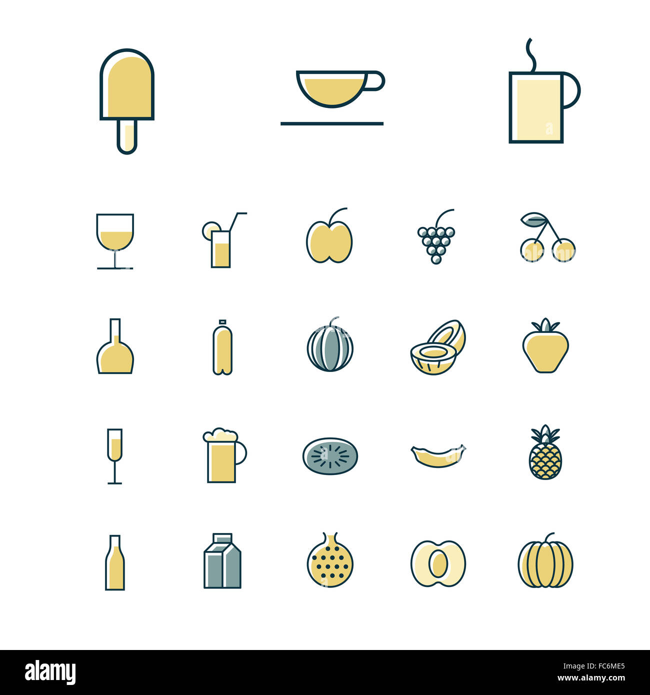 Thin line icons for food and drinks Stock Photo - Alamy