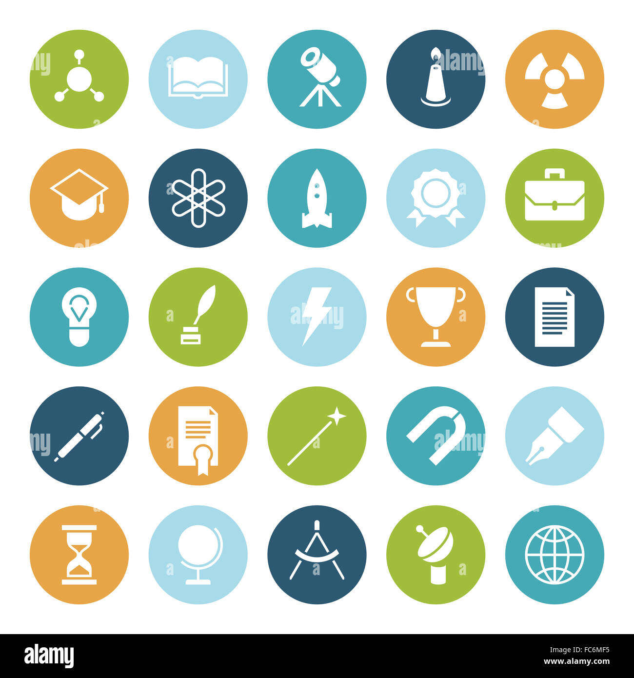 Flat design icons for education and science Stock Photo