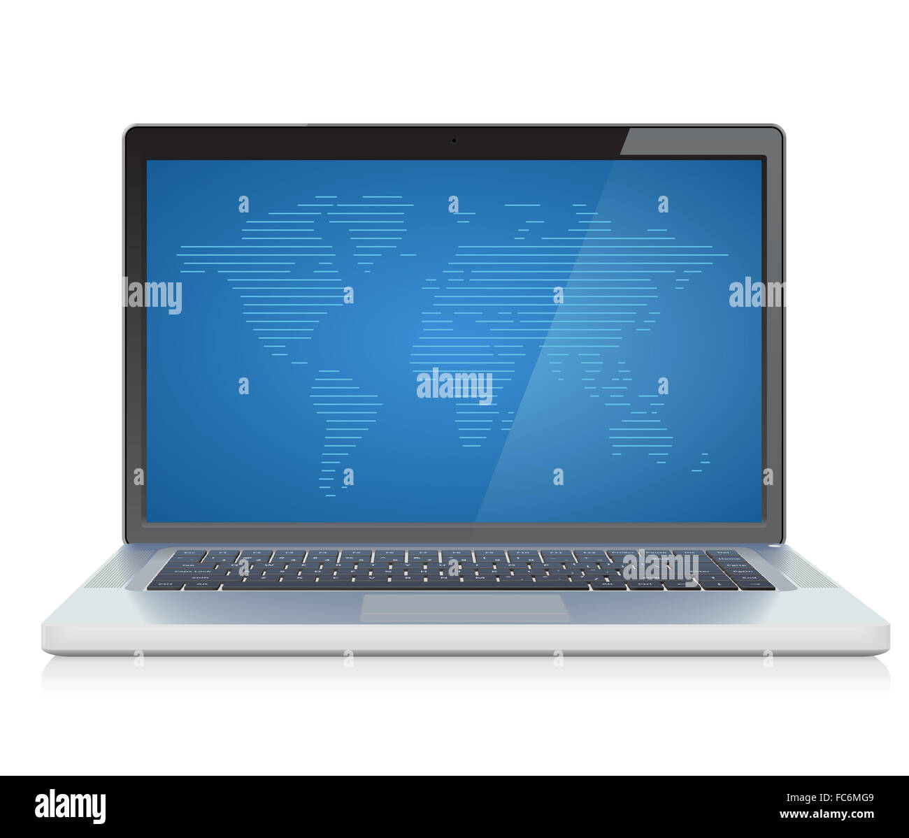 Laptop with World map Stock Photo - Alamy