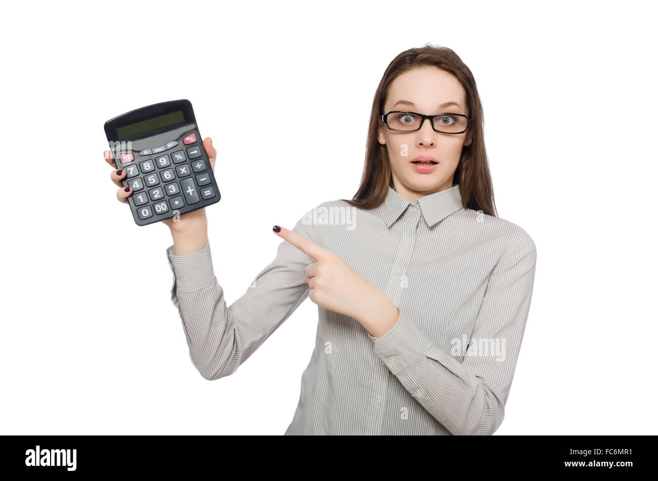 Woman in business concept isolated on white Stock Photo - Alamy