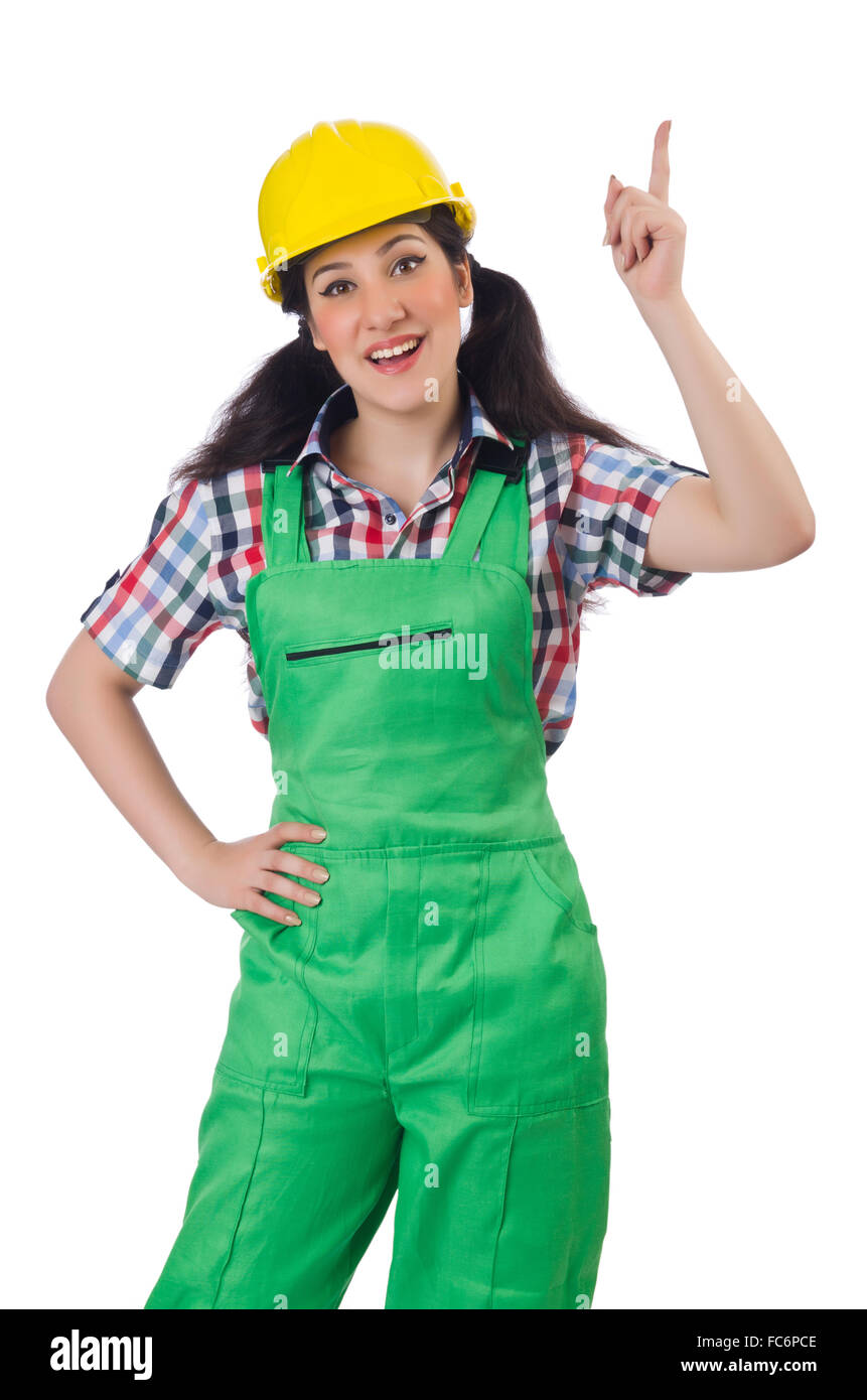 green and white overalls