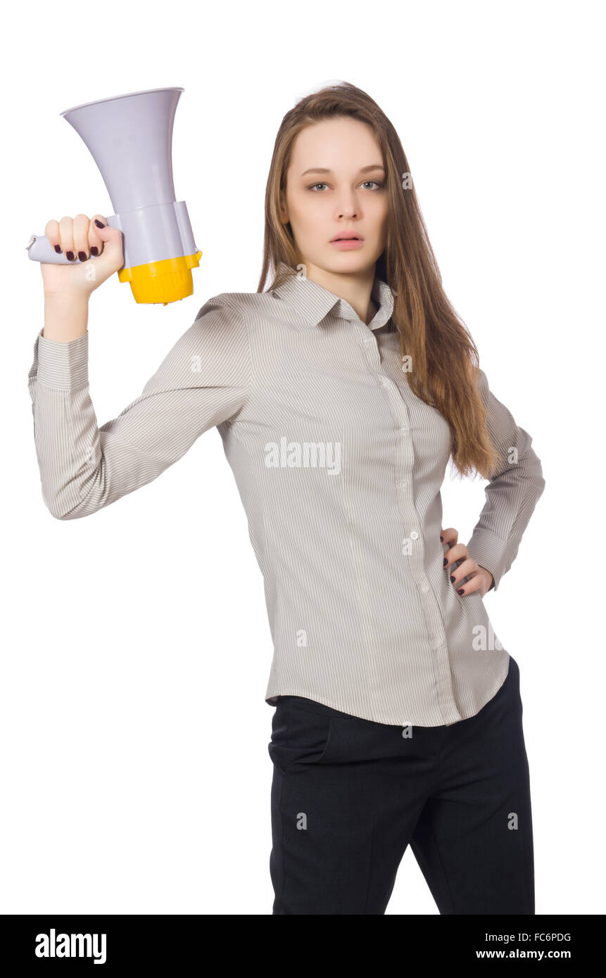 Woman in business concept isolated on white Stock Photo - Alamy