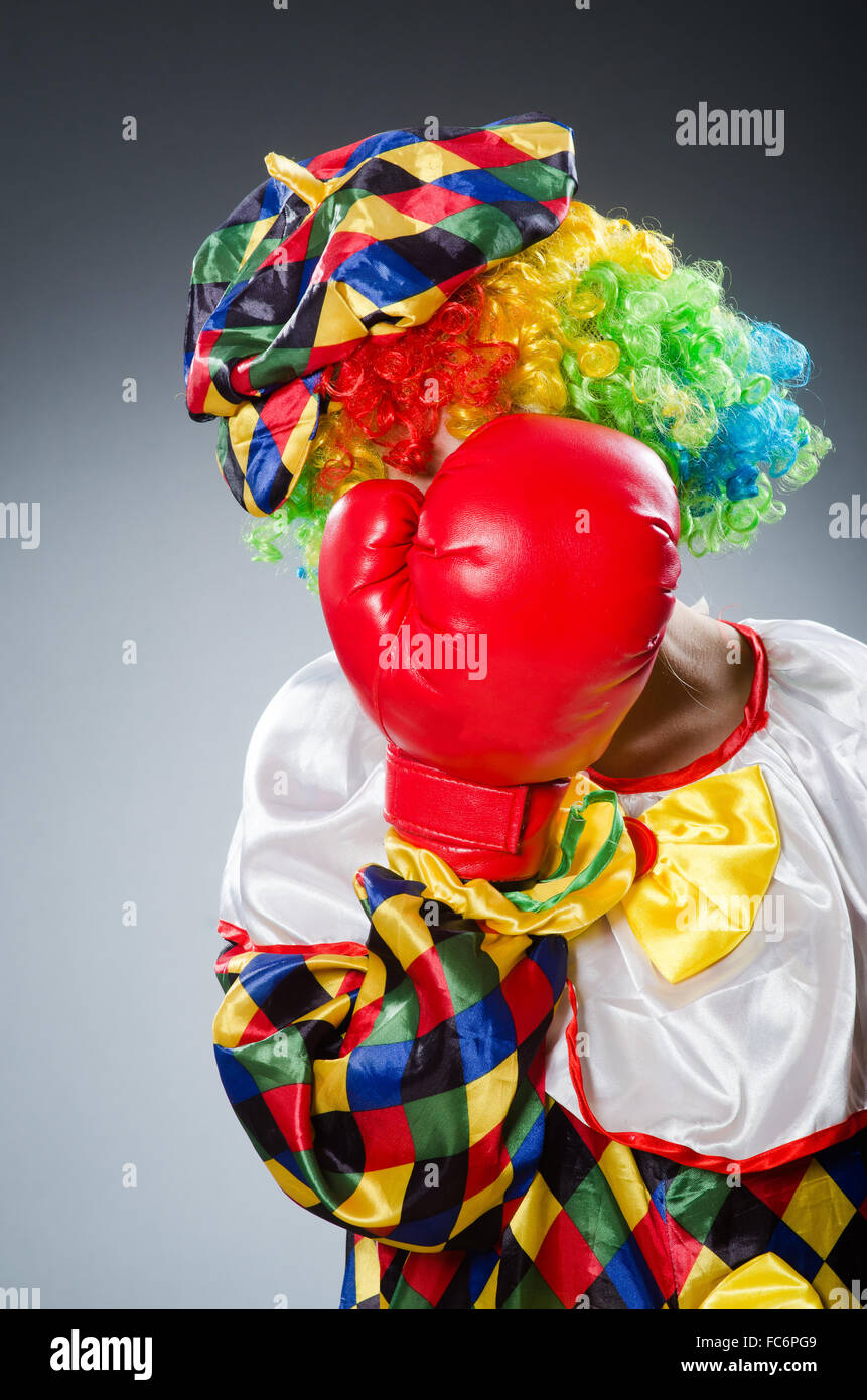 Funny clown with boxing gloves Stock Photo Alamy
