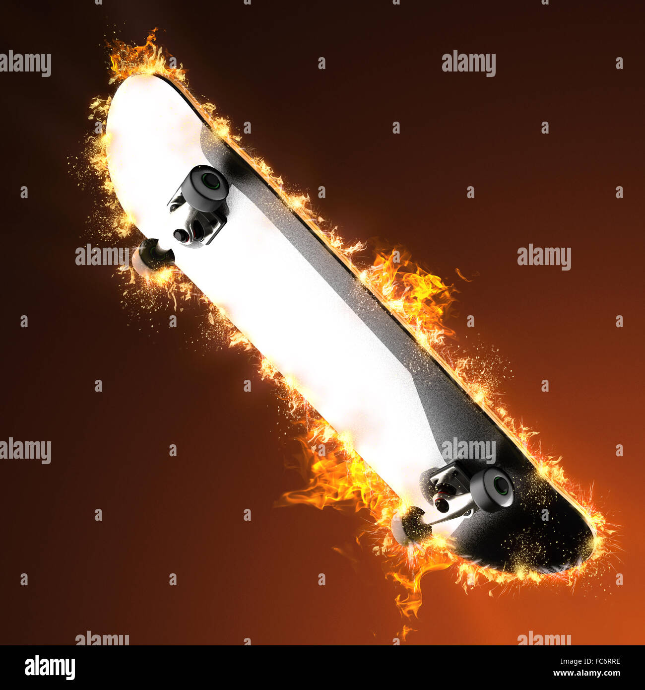 Skateboard deck in fire Stock Photo Alamy