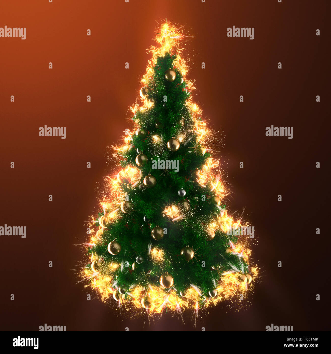 Christmas tree in fire Stock Photo Alamy