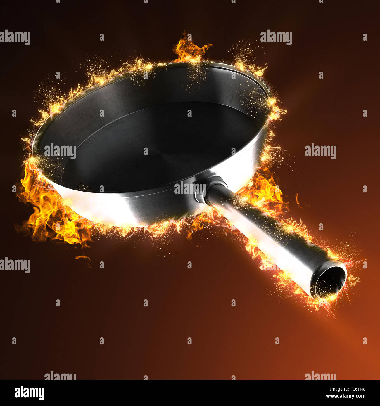 empty pan in fire Stock Photo Alamy