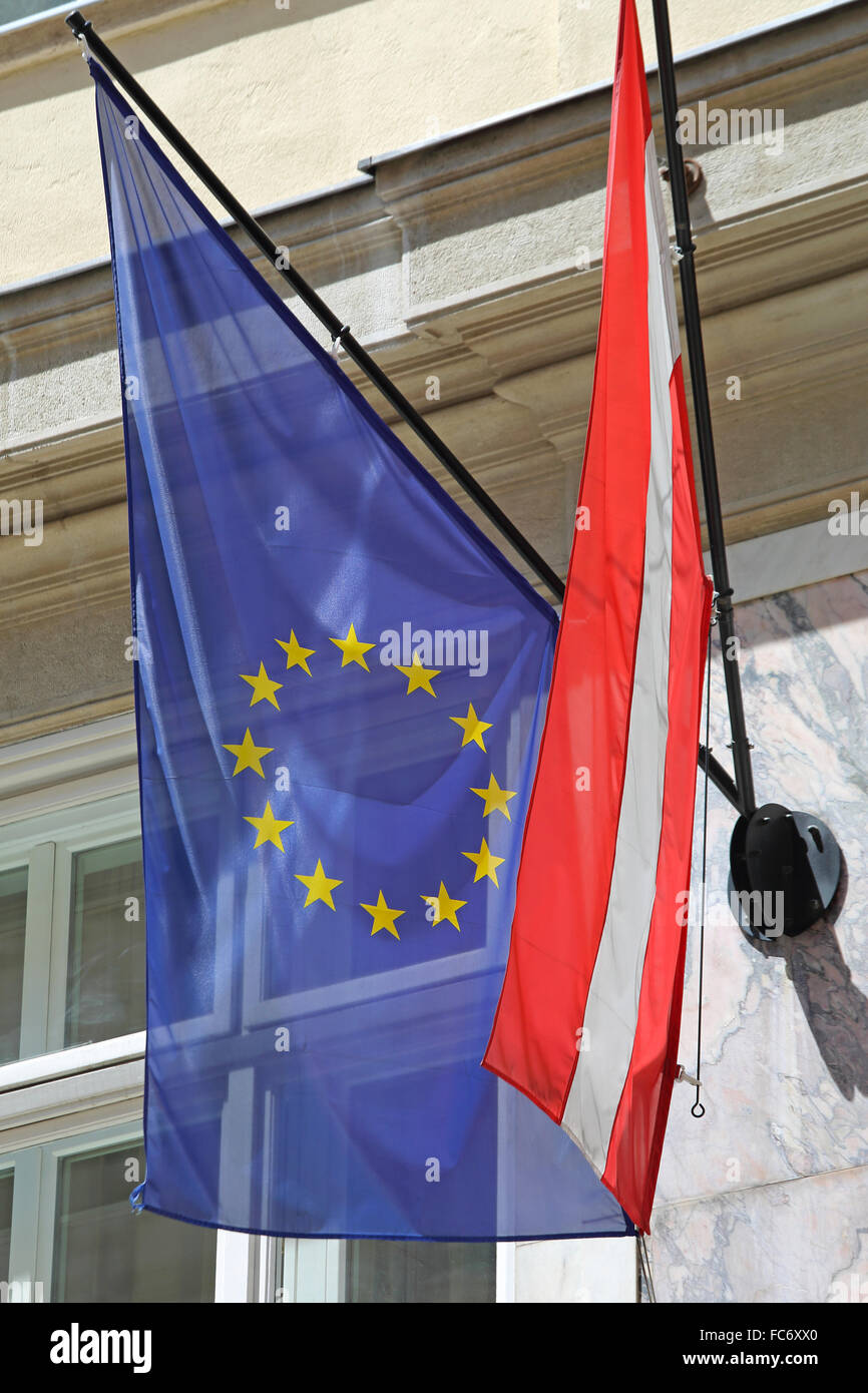 Austria EU Flags Stock Photo