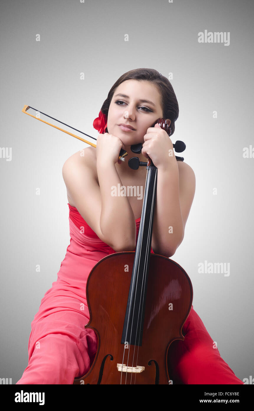 Young girl with violin on white Stock Photo - Alamy