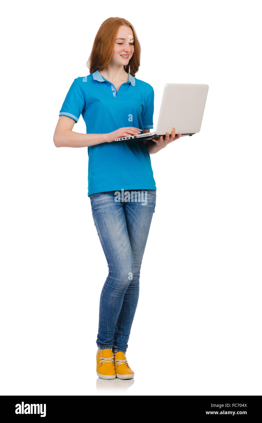 College student laptop typing Cut Out Stock Images & Pictures - Alamy
