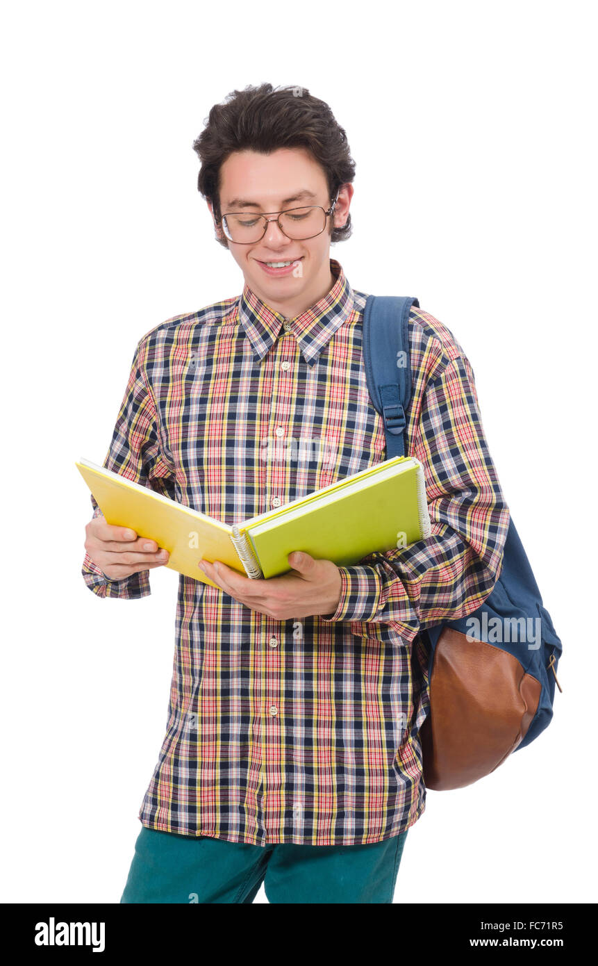 Student with books isolated on white Stock Photo - Alamy