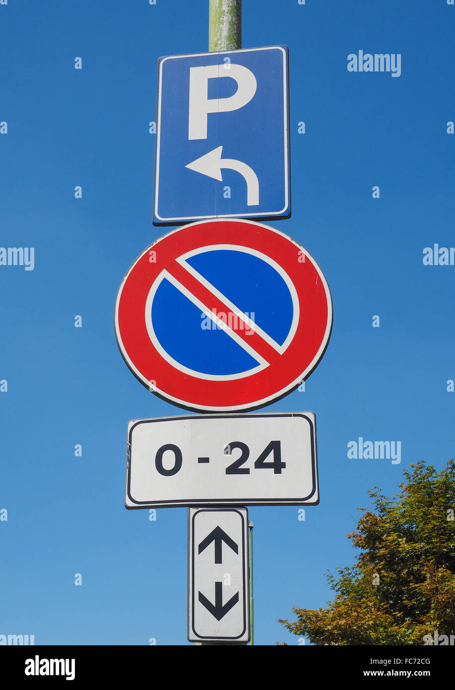 No parking sign over blue sky Stock Photo - Alamy