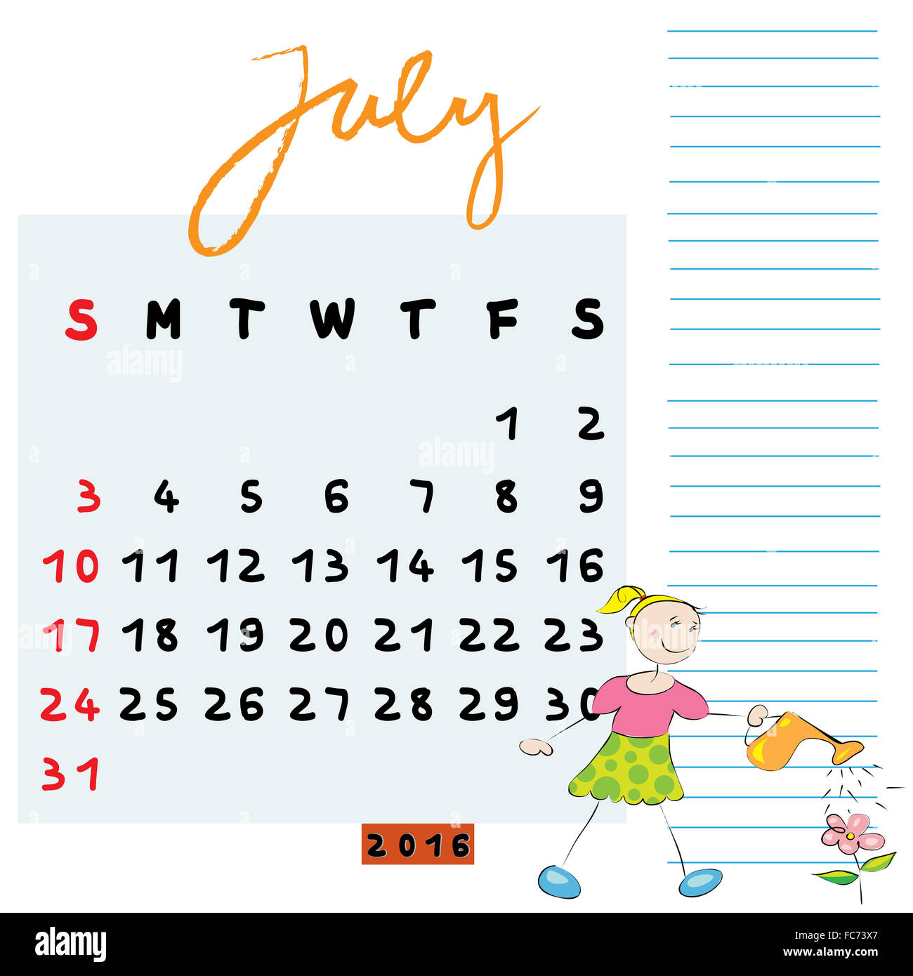 Week calendar kids hi-res stock photography and images - Alamy