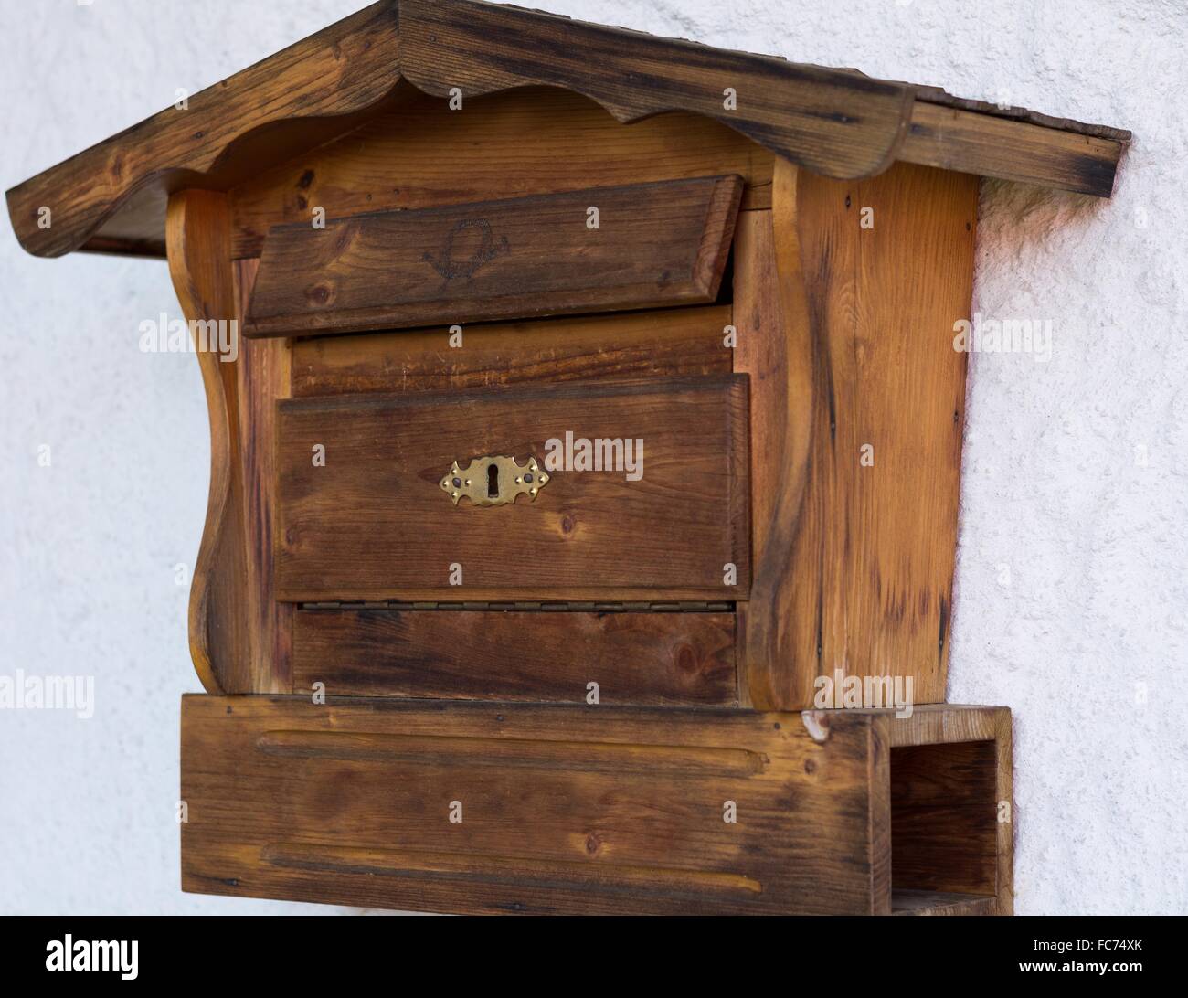 original wooden mailbox Stock Photo