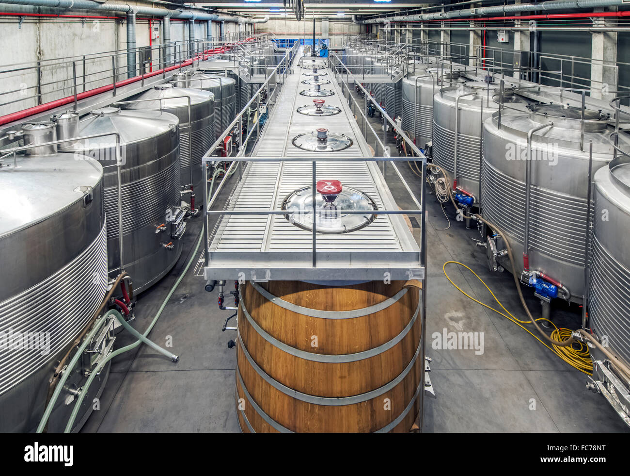 Vats in wine processing plant Stock Photo
