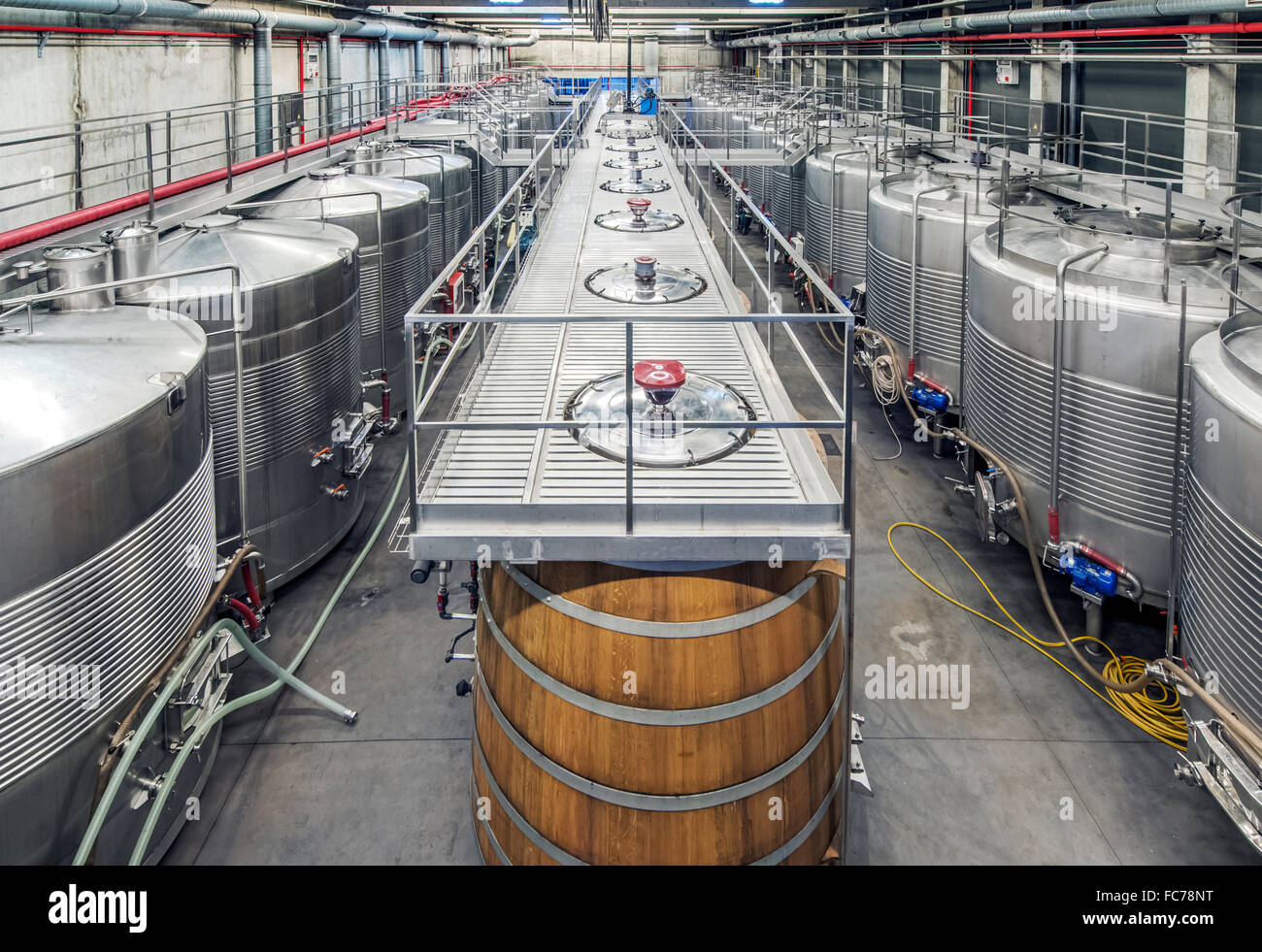Stainless Steel Storage Tanks Or Aluminium Barrels Or Metal Vats For Wine Production Industrial Alcohol Fermentation In Vineyard Cellar Buy This Stock Photo And Explore Similar Images At Adobe Stock