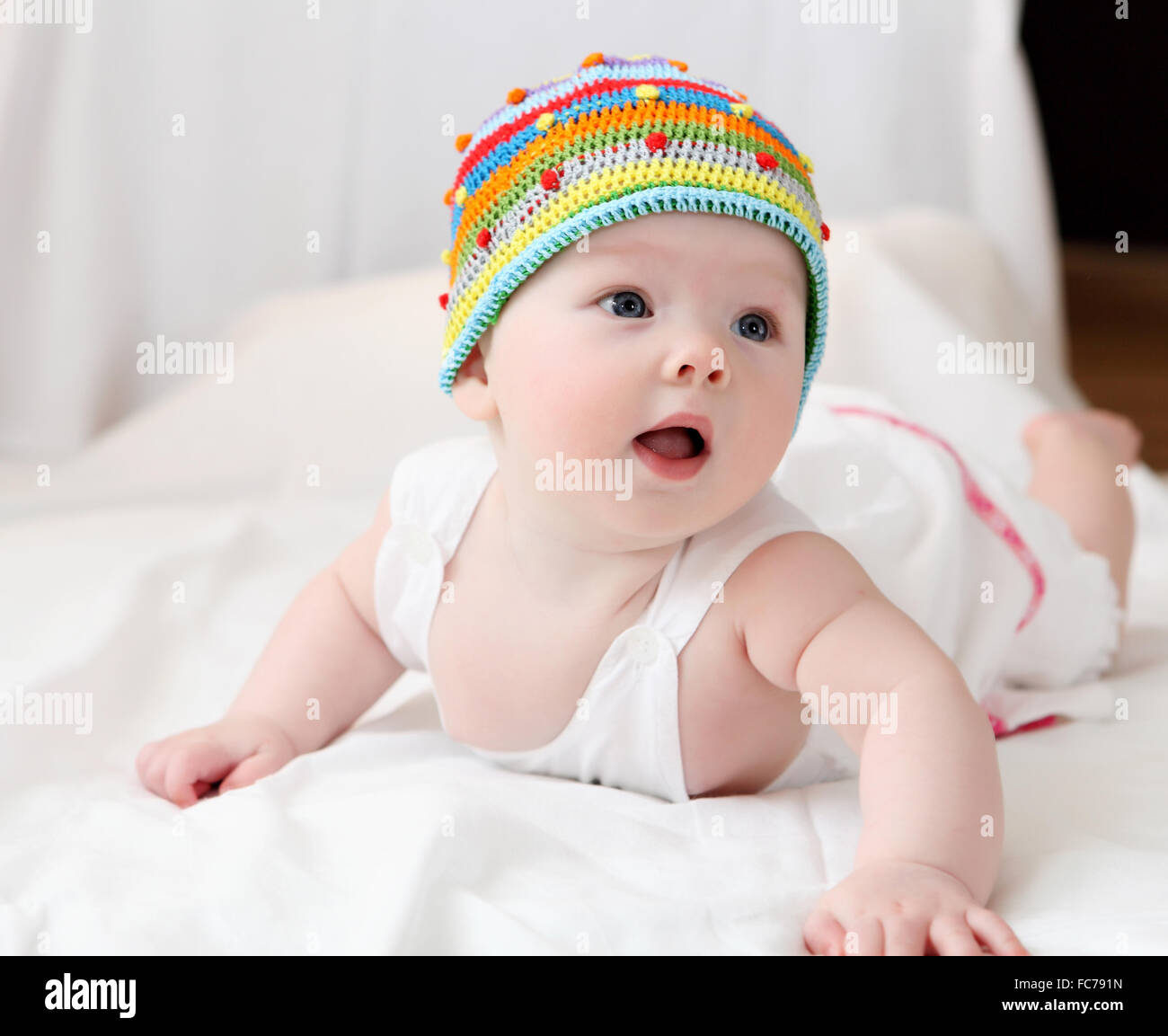 portrait of cute little baby in a funny hat Stock Photo - Alamy