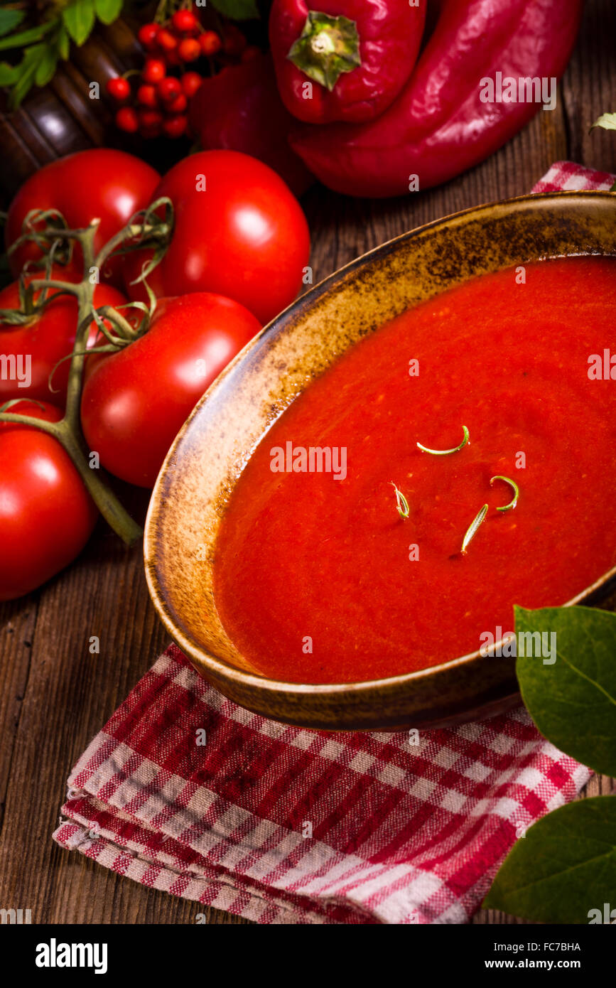 Rustic tomato soup Stock Photo - Alamy