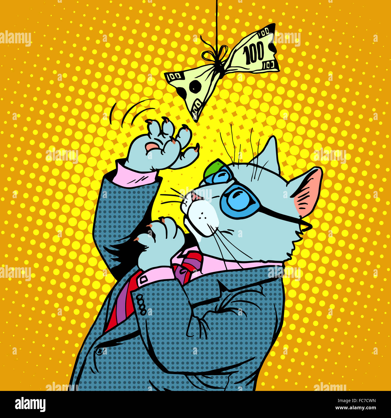 Business cat and money Stock Photo