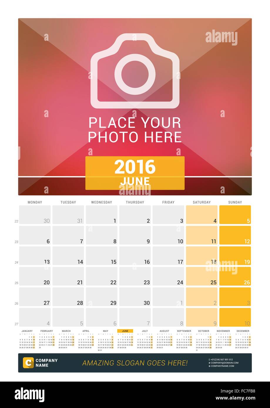 June 16 Wall Monthly Calendar For 16 Year Vector Design Print Template With Place For Photo And Year Calendar Week Starts Stock Vector Image Art Alamy June 16 Wall Monthly Calendar For 16 Year Vector Design Print Template With Place For Photo And Year Calendar Week Starts Stock Vector Image Art Alamy