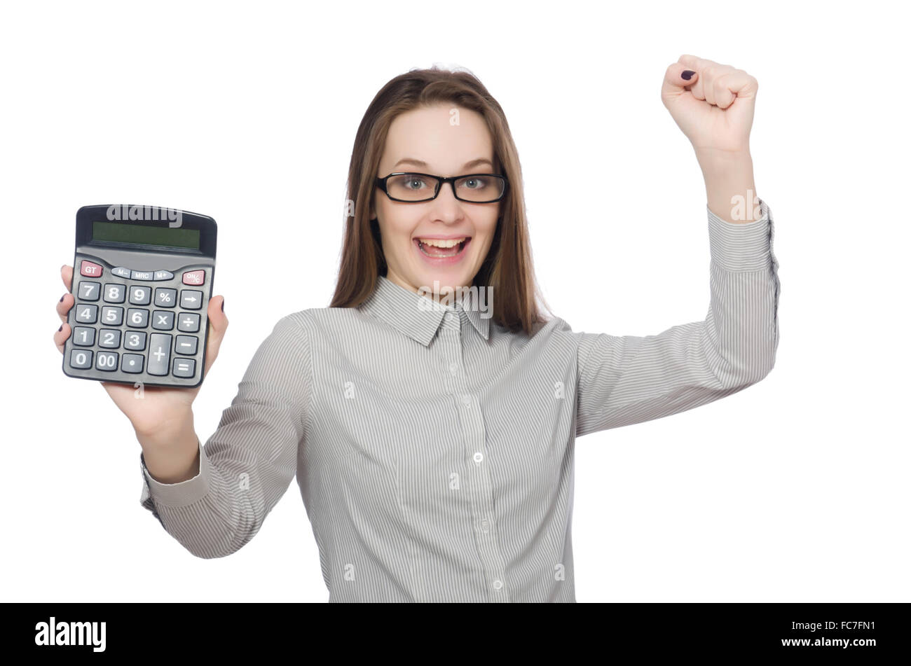 Woman in business concept isolated on white Stock Photo - Alamy