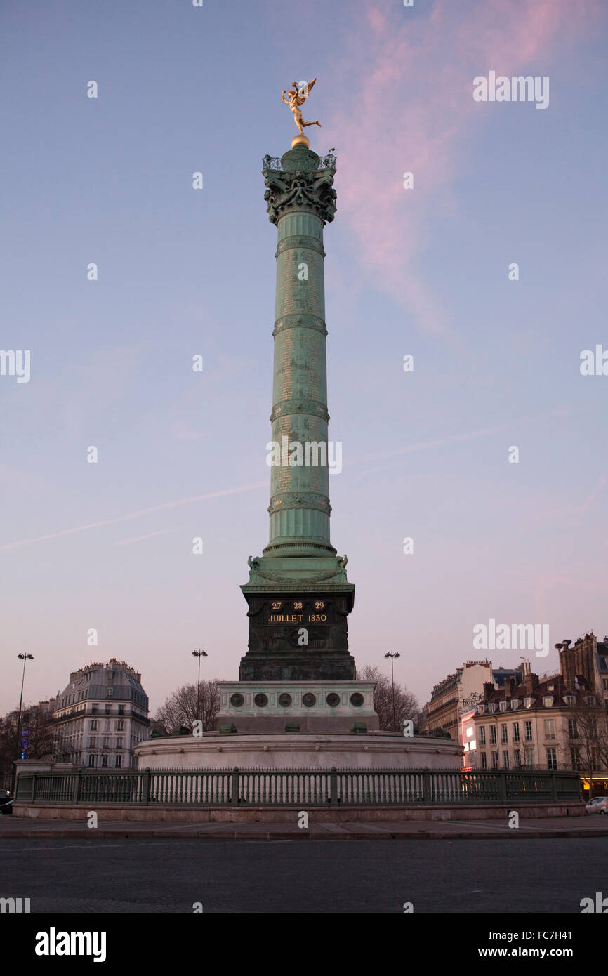 Low angle view of Colonne de Juillet in Paris city center, Ile-de-France, France Stock Photo
