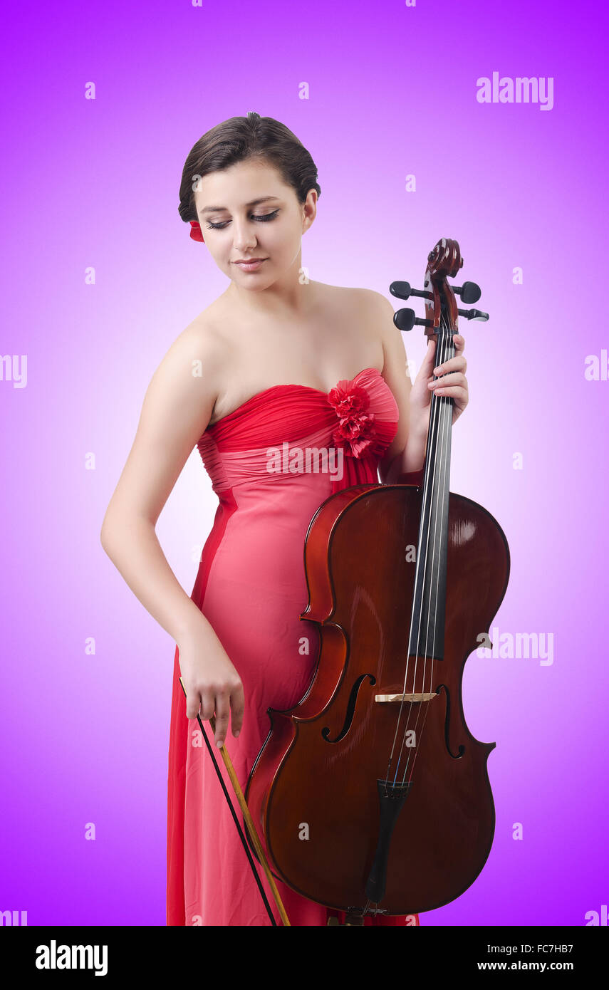 Young girl with violin on white Stock Photo - Alamy