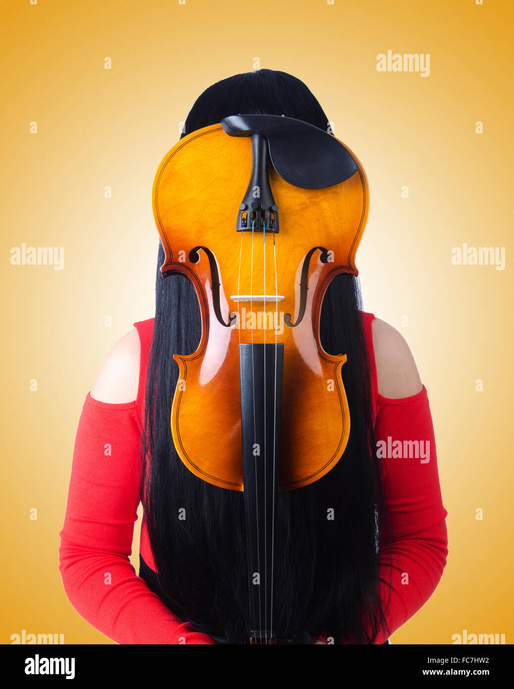 Young girl with violin on white Stock Photo - Alamy