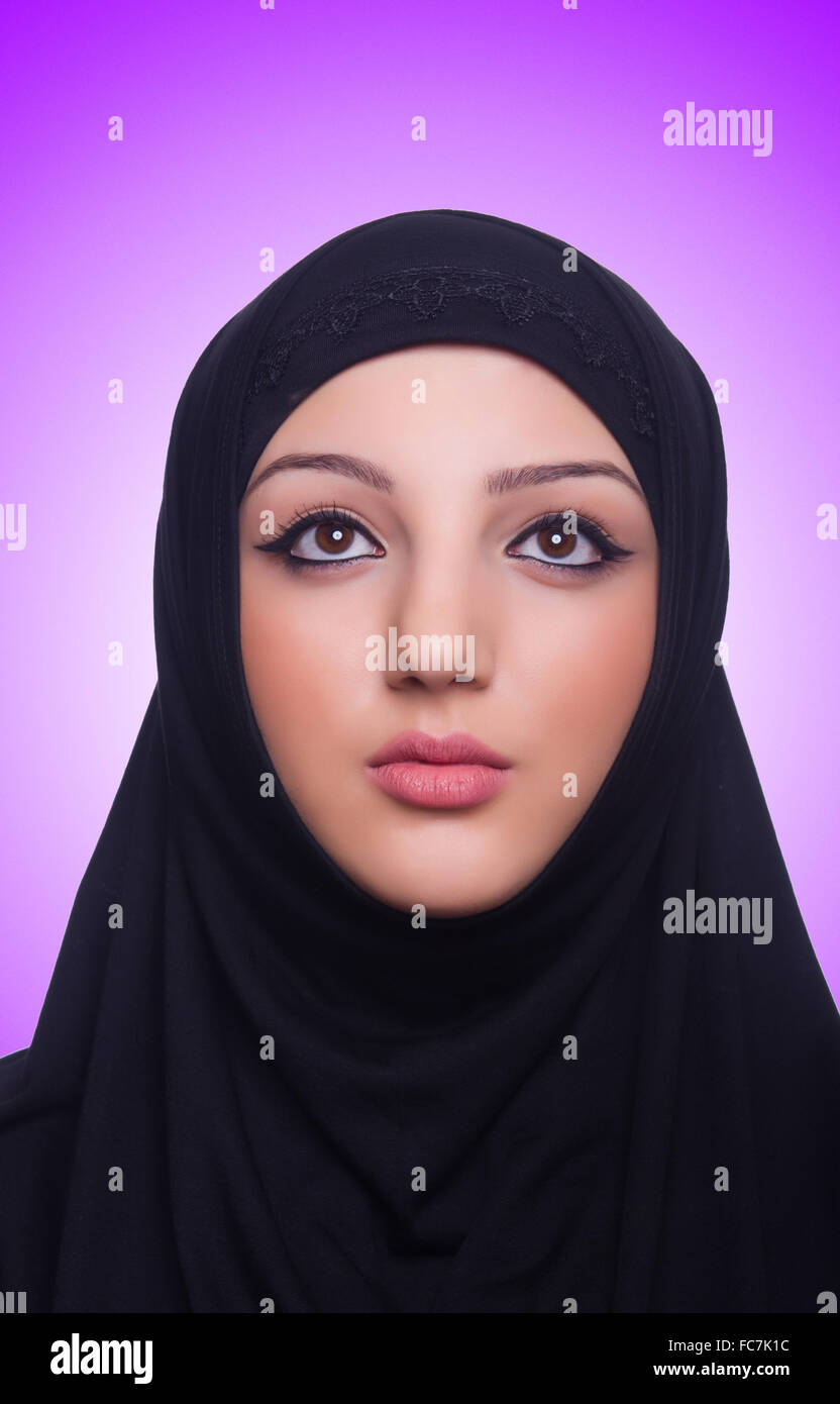 Muslim young woman wearing hijab on white Stock Photo - Alamy