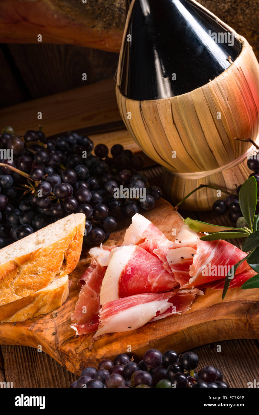 Wine and prosciutto Stock Photo